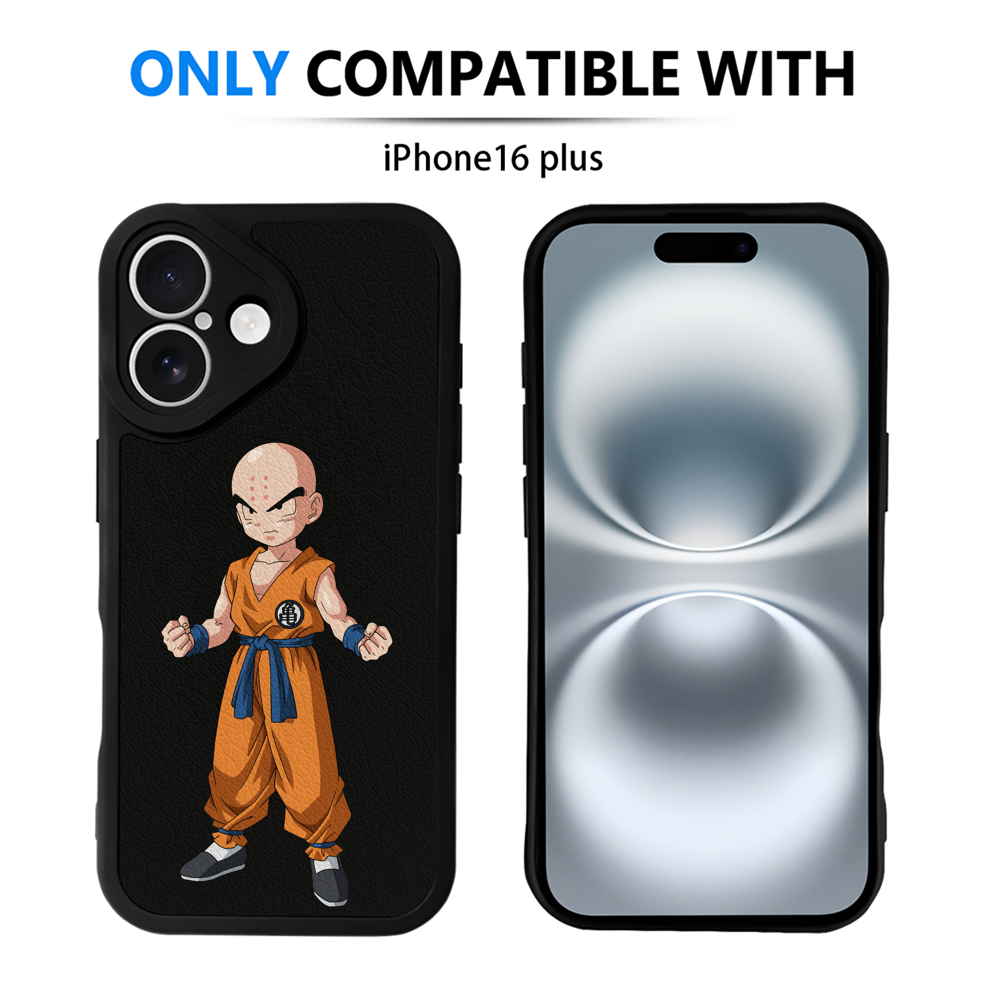 （画像用） ドラゴンボール クリリン DRAGON BALL krillin 【iPhone 16シリーズ対応】シリコンスマホケース（レザー調） 材質：シリコン